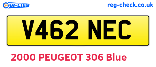 V462NEC are the vehicle registration plates.