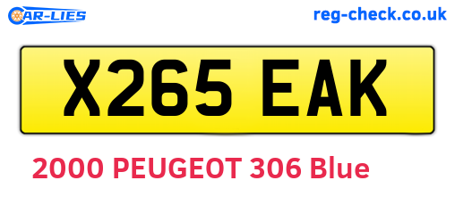 X265EAK are the vehicle registration plates.