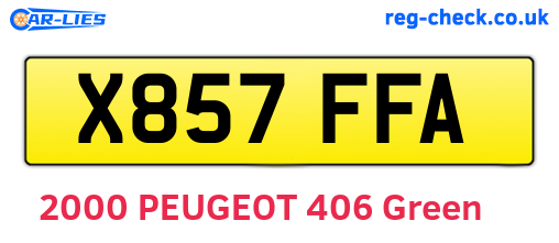 X857FFA are the vehicle registration plates.
