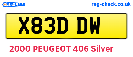X83DDW are the vehicle registration plates.