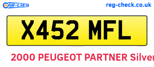 X452MFL are the vehicle registration plates.