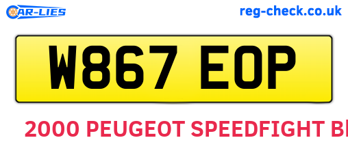 W867EOP are the vehicle registration plates.