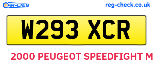 W293XCR are the vehicle registration plates.