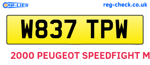 W837TPW are the vehicle registration plates.