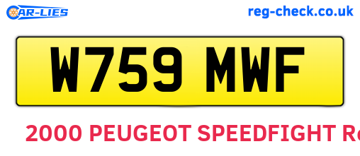W759MWF are the vehicle registration plates.