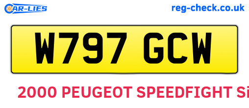 W797GCW are the vehicle registration plates.