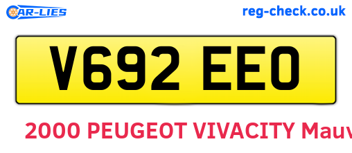 V692EEO are the vehicle registration plates.