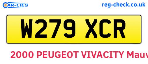 W279XCR are the vehicle registration plates.