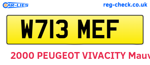 W713MEF are the vehicle registration plates.