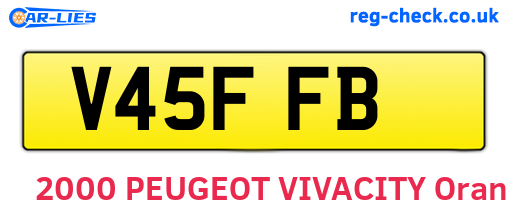 V45FFB are the vehicle registration plates.