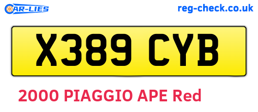 X389CYB are the vehicle registration plates.