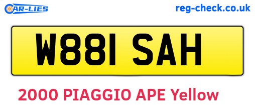W881SAH are the vehicle registration plates.