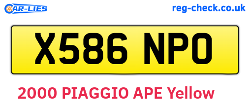 X586NPO are the vehicle registration plates.