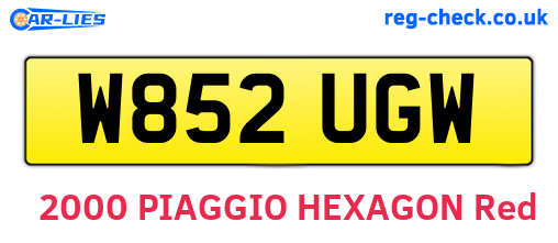 W852UGW are the vehicle registration plates.