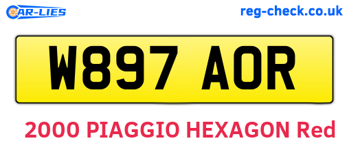 W897AOR are the vehicle registration plates.