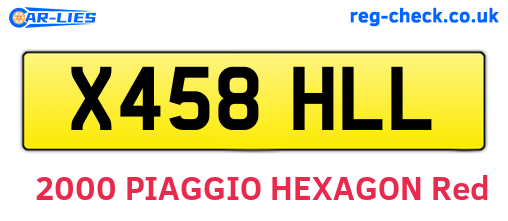 X458HLL are the vehicle registration plates.