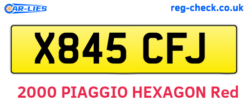 X845CFJ are the vehicle registration plates.