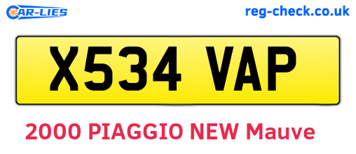 X534VAP are the vehicle registration plates.