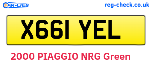 X661YEL are the vehicle registration plates.