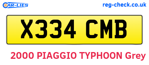X334CMB are the vehicle registration plates.
