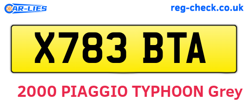 X783BTA are the vehicle registration plates.