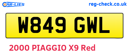 W849GWL are the vehicle registration plates.