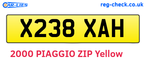 X238XAH are the vehicle registration plates.