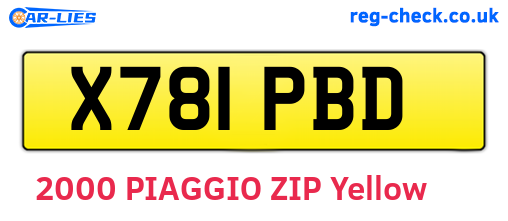 X781PBD are the vehicle registration plates.