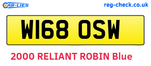 W168OSW are the vehicle registration plates.