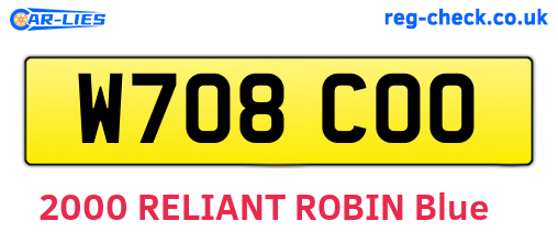 W708COO are the vehicle registration plates.