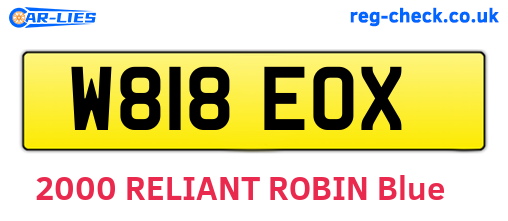 W818EOX are the vehicle registration plates.