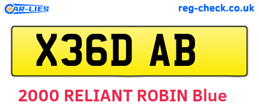 X36DAB are the vehicle registration plates.