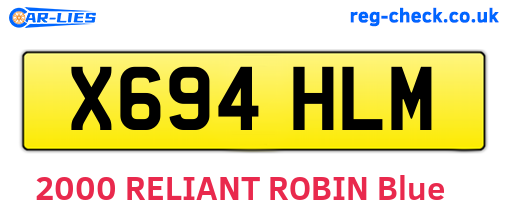 X694HLM are the vehicle registration plates.