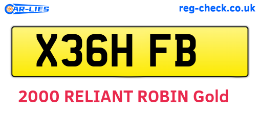 X36HFB are the vehicle registration plates.
