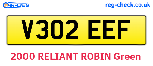V302EEF are the vehicle registration plates.