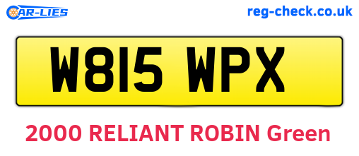 W815WPX are the vehicle registration plates.