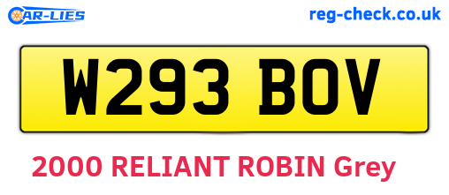 W293BOV are the vehicle registration plates.