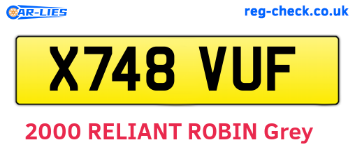 X748VUF are the vehicle registration plates.