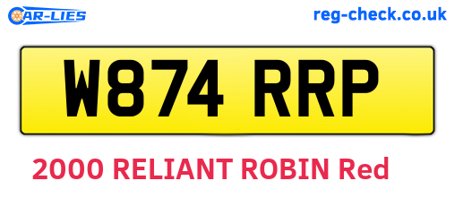 W874RRP are the vehicle registration plates.