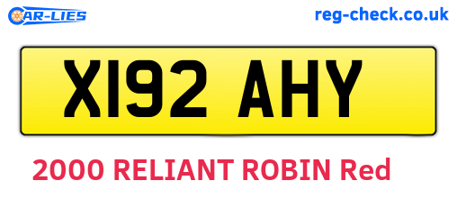 X192AHY are the vehicle registration plates.