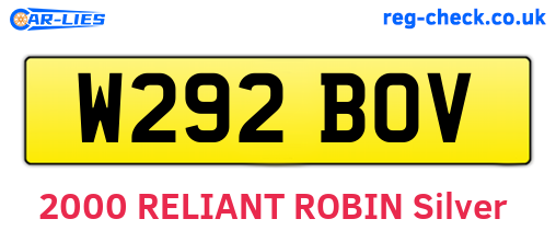 W292BOV are the vehicle registration plates.