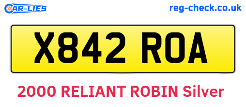 X842ROA are the vehicle registration plates.
