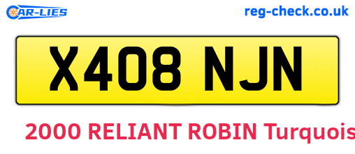 X408NJN are the vehicle registration plates.