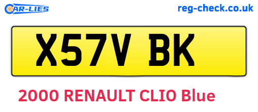 X57VBK are the vehicle registration plates.