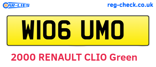 W106UMO are the vehicle registration plates.