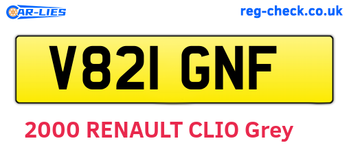 V821GNF are the vehicle registration plates.