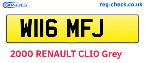 W116MFJ are the vehicle registration plates.