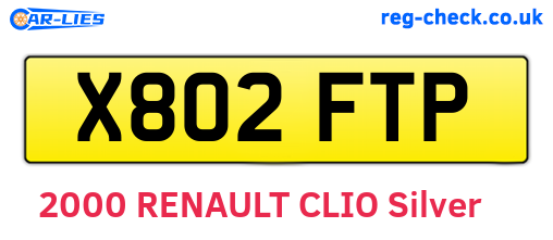 X802FTP are the vehicle registration plates.