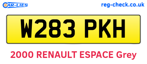 W283PKH are the vehicle registration plates.