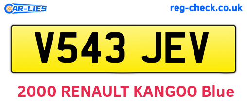 V543JEV are the vehicle registration plates.